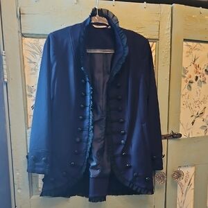 SOFT SURROUNDINGS XS Elegant Navy Ruffled Blazer
